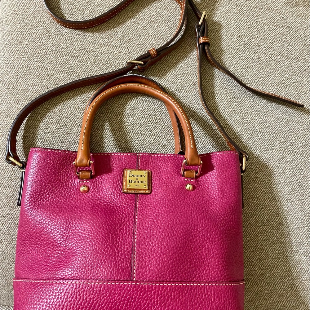 Dooney & Bourke Pink Tote with Brown Accents